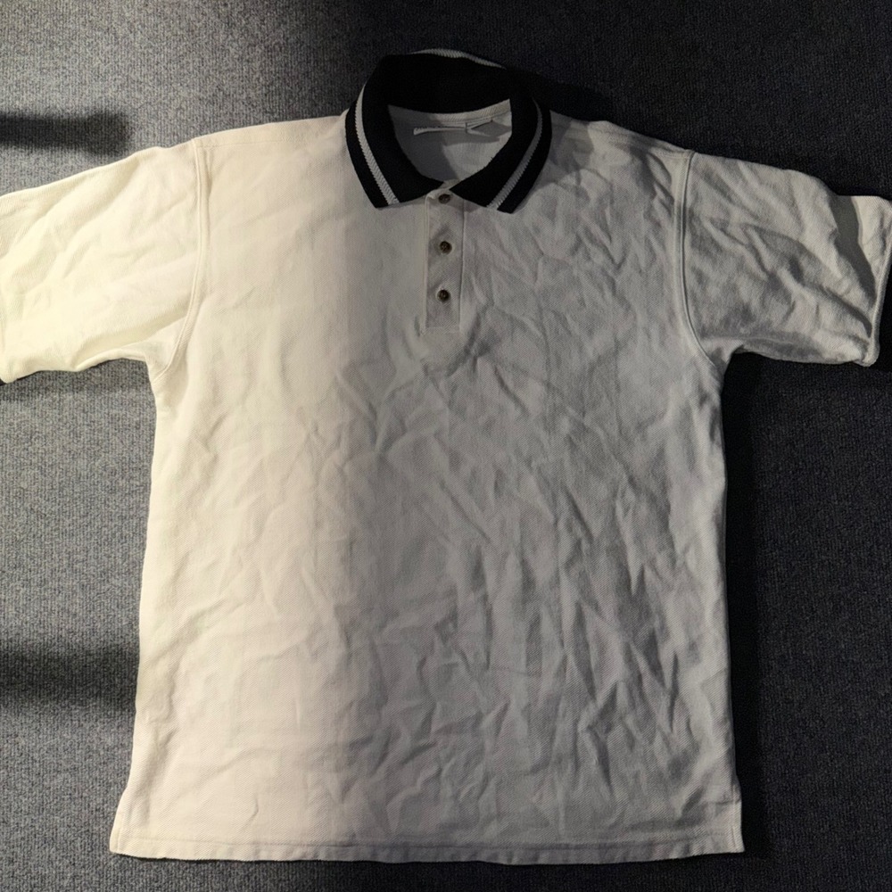 Diport USA Polo Shirt Mens Large Cream Excellent Herringbone Cotton Short Sleeve